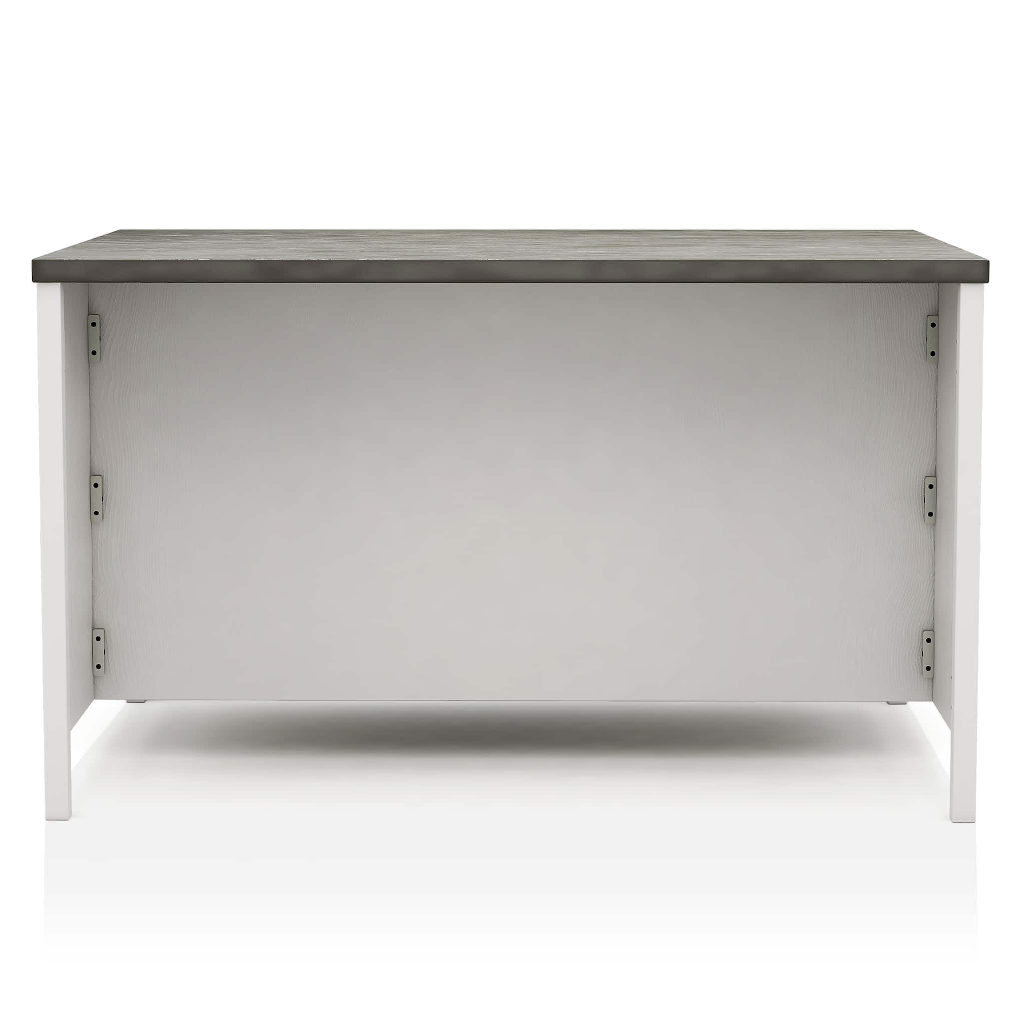 Counter Height Dining Table With Storage Cabinet Base - Dark Gray / Off White / Off White / Gray