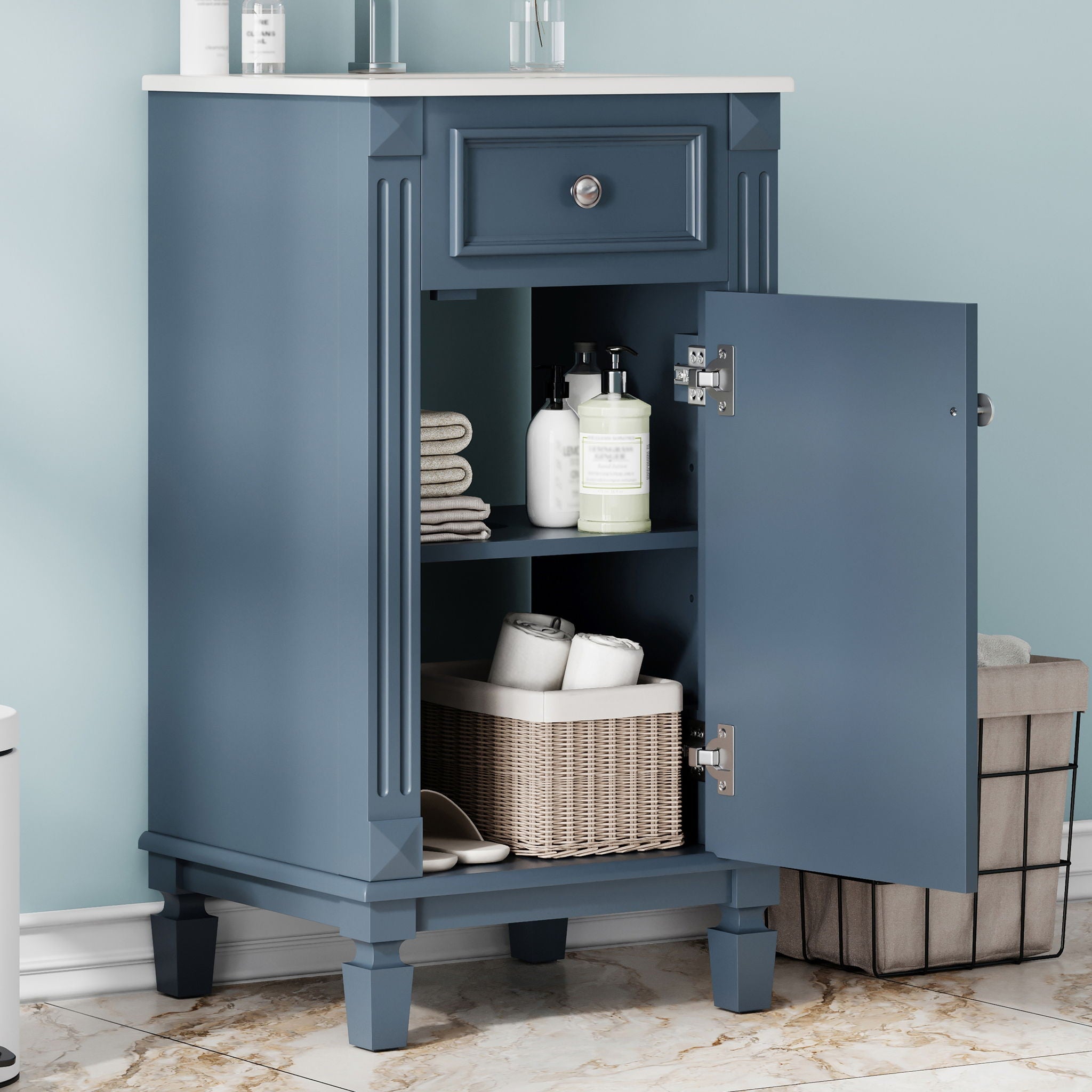 Bathroom Vanity With Sink, Soft-Closing Door, Adjustable Shelf