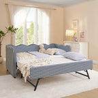 Gingham Daybed With USB Charging Port, Wave-Shaped Design