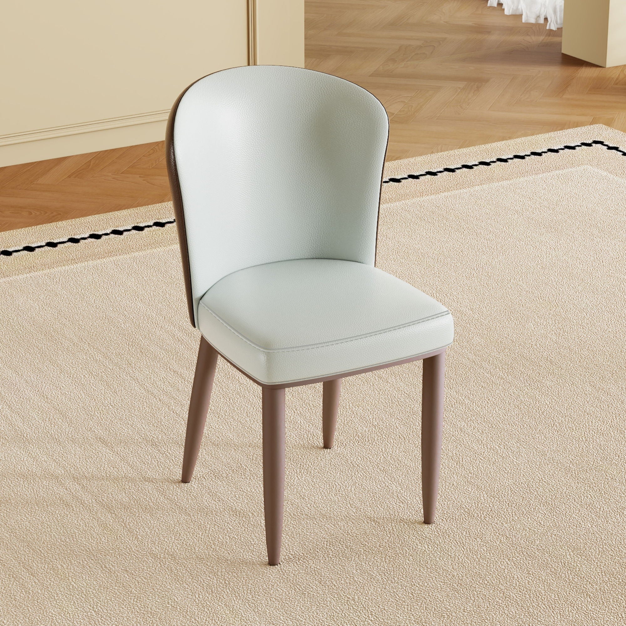 Dining Chair With Carbon Steel Legs, Comfortable Seating, (Set of 2) - White