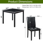 5 Pieces Wooden Dining Table Set, Square Table And 4 Upholstered Chairs