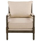 Blanchett Upholstered Bobbin Accent Chair Beige and Distressed Brown