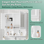 Wall Mounted Mirror Medicine Cabinet, Bathroom Storage With Doors And Open Shelves