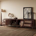 TV Stand, Media Console With 4 Drawers, Soft Closing Hinges - Dark Brown