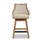 Bahama - Cane High Back Swivel Counter Stool With Recessed Arms Textured Weave - Taupe Beige