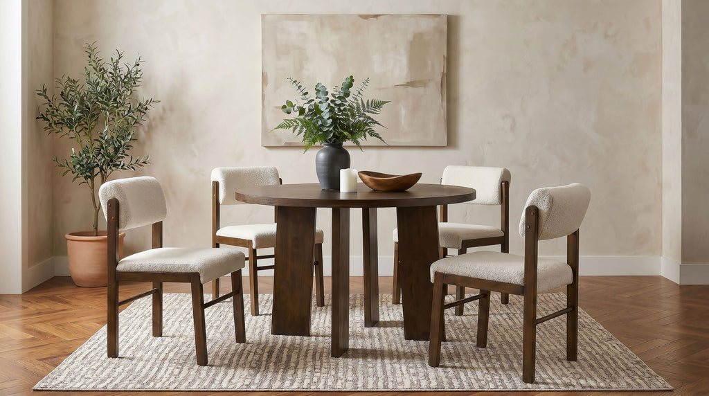 Strouse 5-piece Dining Set Cream and Walnut