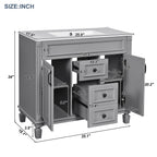 Bathroom Vanity With Top Sink, Mirror Cabinet, 2 Soft Closing Doors & 2 Drawers