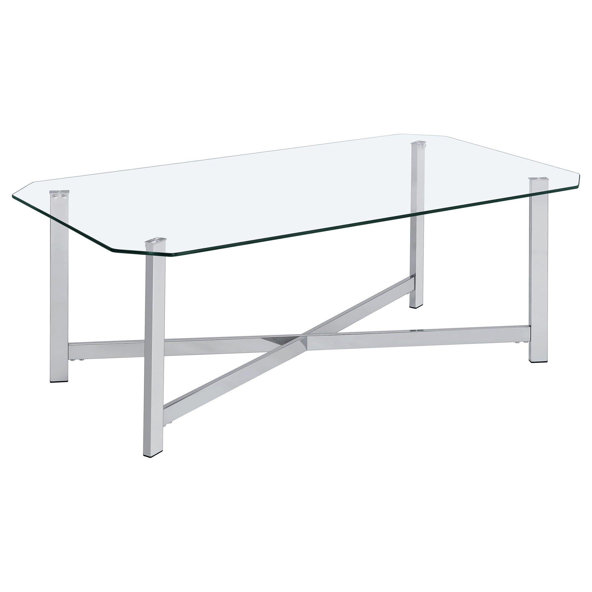 Cronin 2-piece Tempered Glass Top Coffee Table Set Chrome