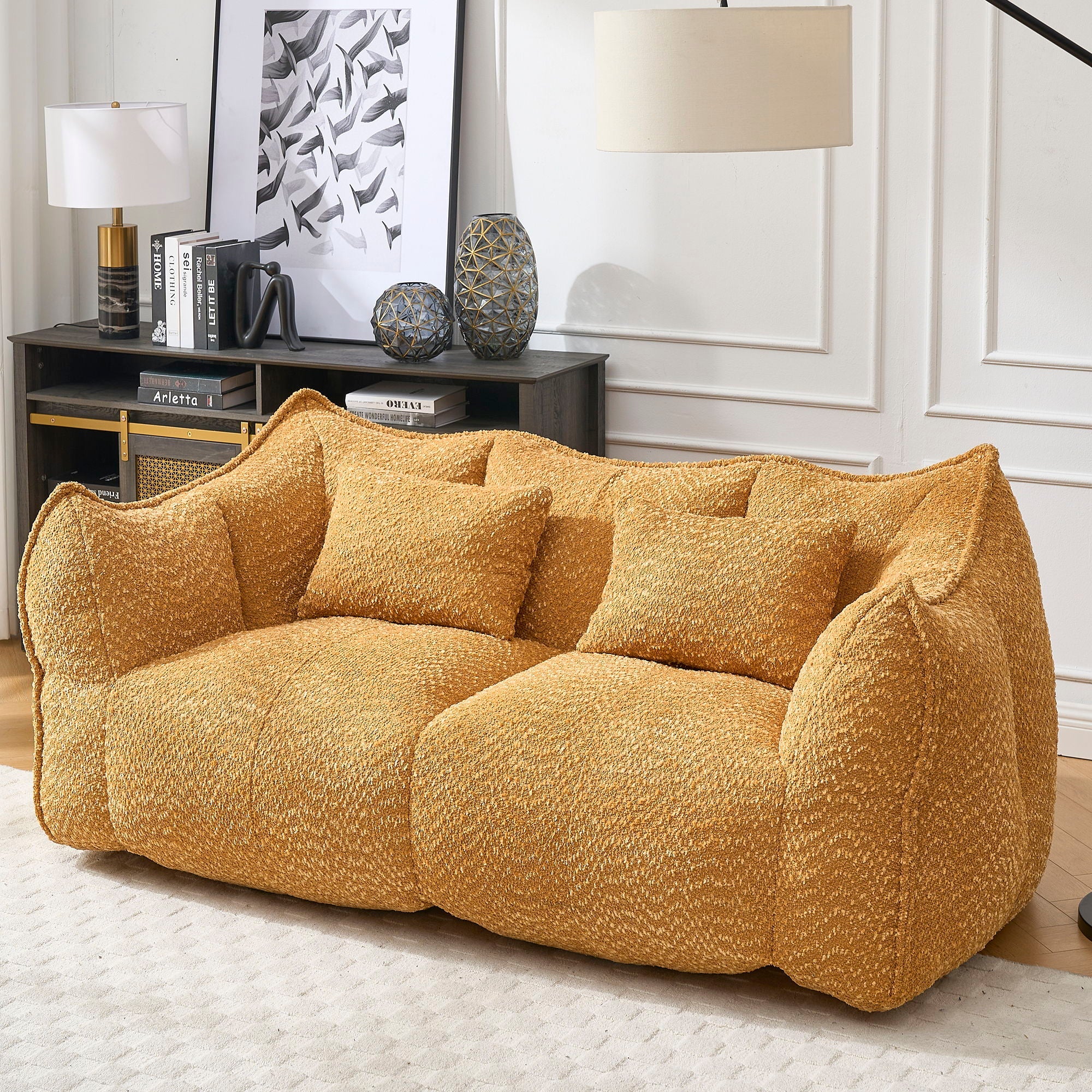 Comfortable Dual Beanbag Chair With High Resilience Foam Core For 2 People