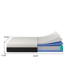 12'' Hybrid Mattress, Cooling Memory Foam & Pocket Springs Medium Firm - White - Queen