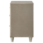 Antonella Upholstered 3-drawer Nightstand Ivory and Camel