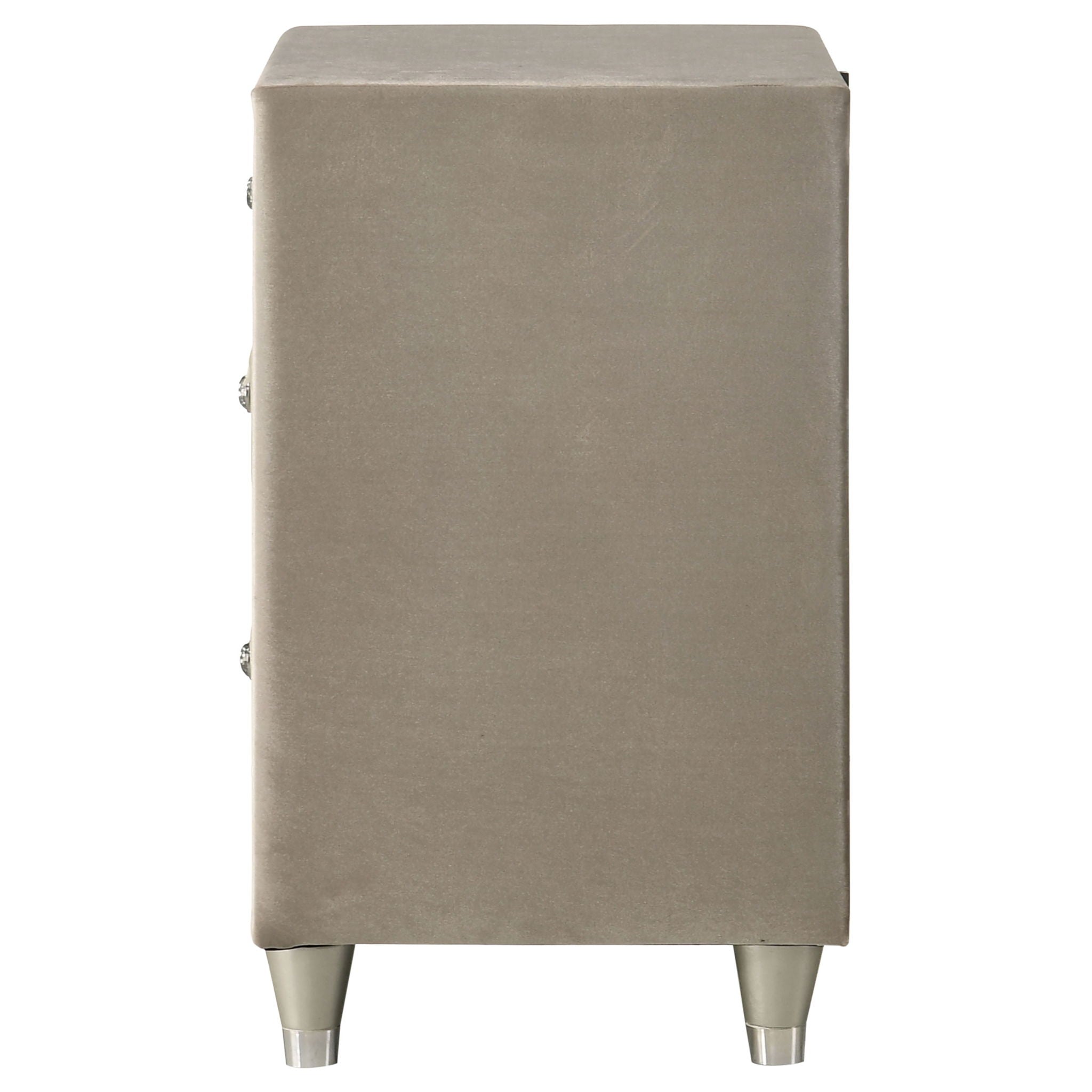 Antonella Upholstered 3-drawer Nightstand Ivory and Camel