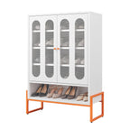 Modern Metal Shoe Cabinet With DoublebSided Doors And Adjustable Partitions