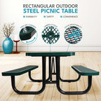Outdoor Steel Picnic Rectangular Table With Umbrella Pole