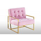 Tufted Accent Armchair With Frame For Living Room - Pink / Gold