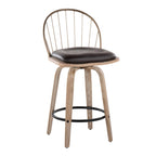 Riley - Farmhouse Fixed Height Counter Stool Round Footrest With Removable Cushion (Set of 2) - White Washed / Antique Copper / Brown
