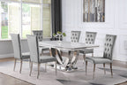 Kerwin 7-piece Rectangular Dining Table Set Grey and Chrome