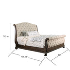 Sleigh Bed With Button Tufted Fabric Headboard And Footboard