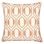 Geometric Embroidered Throw Pillow - Rust