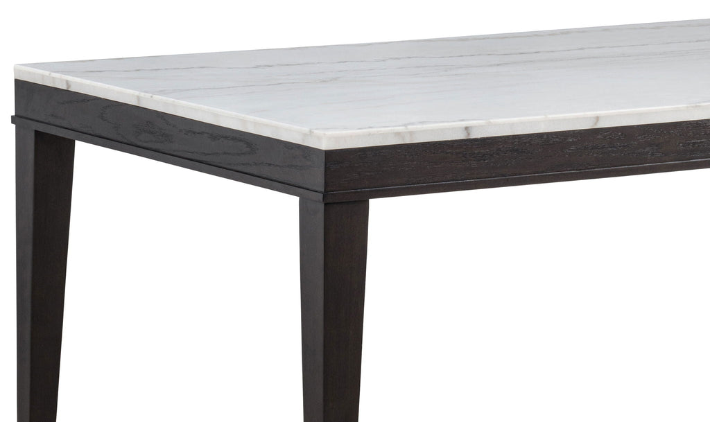 Averill 7-piece White Marble Top Dining Set Dark Grey and Coffee Bean