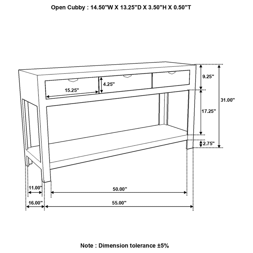 Esther 3-drawer Wood Console Table Natural Sheesham