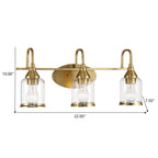 3 Lights Brush Vanity Light - Clear / Gold