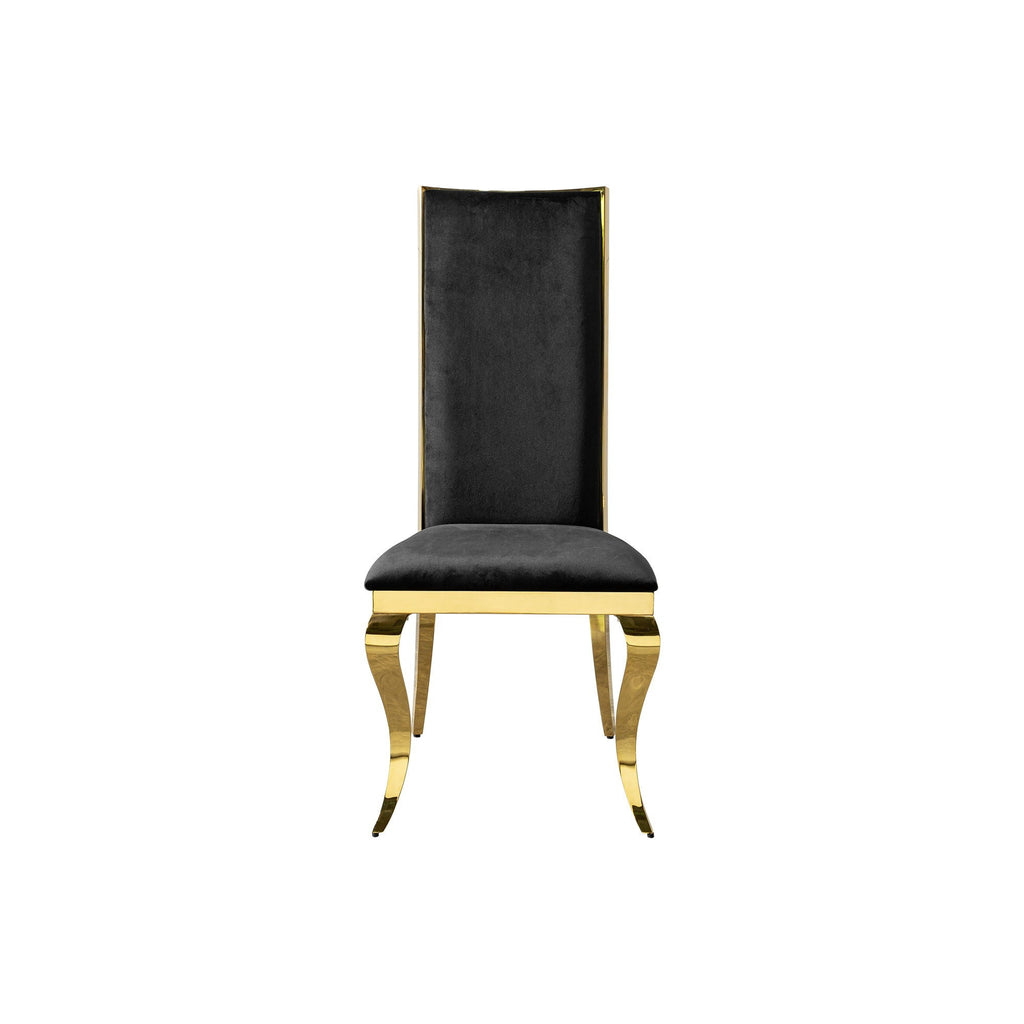 Dining Chair (Set of 2) With Unique Backrest Stainless Steel Legs - Gold