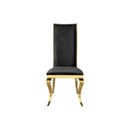 Dining Chair (Set of 2) With Unique Backrest Stainless Steel Legs - Gold