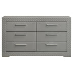 Ives 6-drawer Dresser Cabinet Grey High Gloss