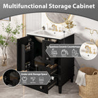 Bathroom Vanity With Integrated Basin, Soft Close Drawers, Door Mounted Double Layer Shelf