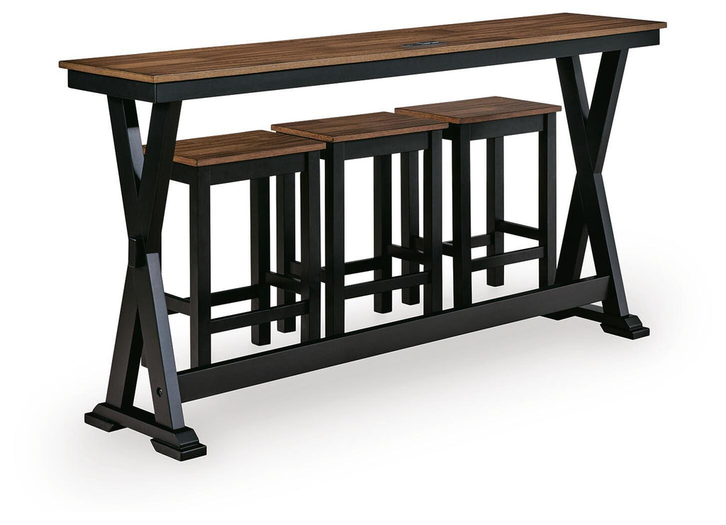 Wildenauer - Rectangular Dining Room Counter Table Set (Set of 4) - Brown / Black