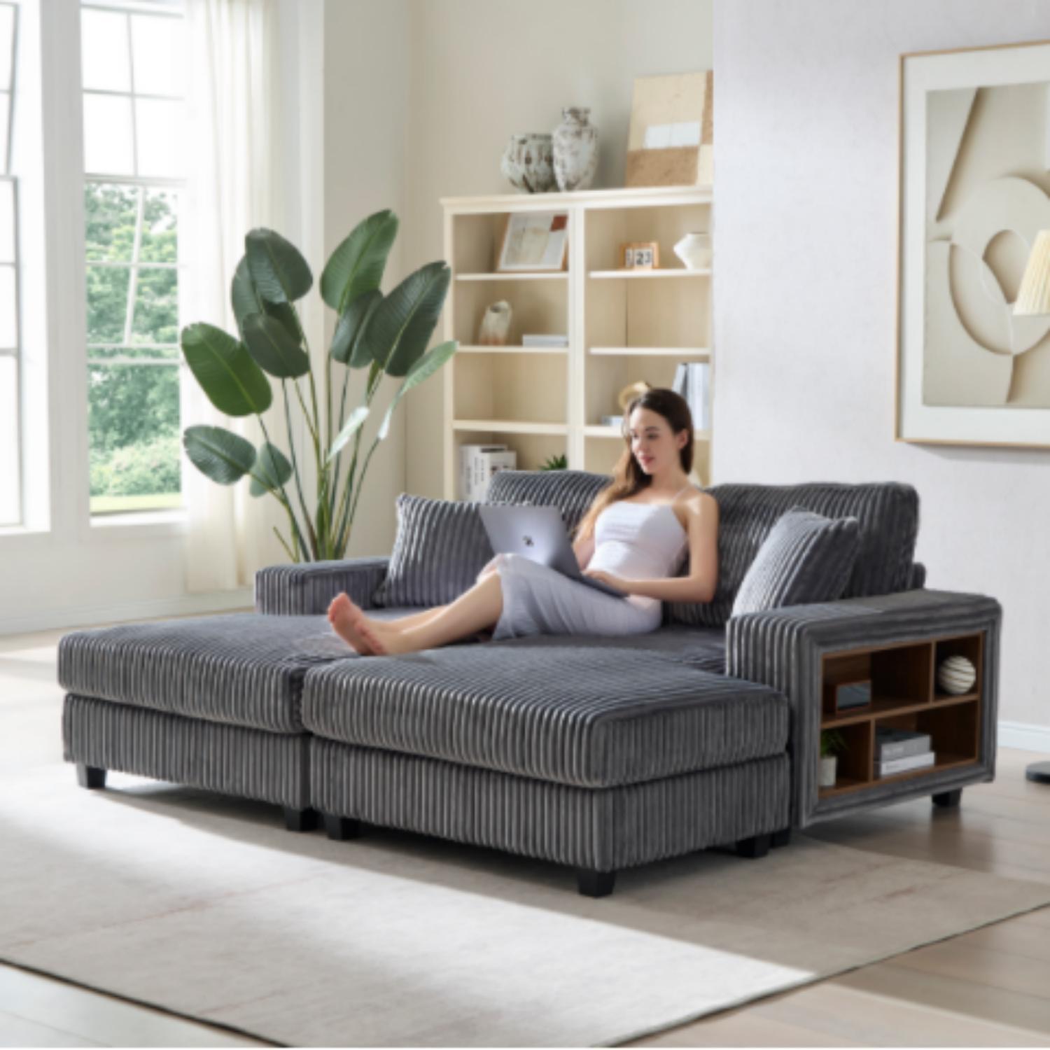Convertible Sectional Sofa, Sleeper Oversized Living Room Lounge