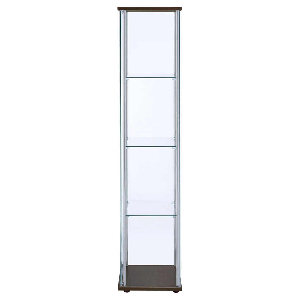 Bellatrix 3-shelf Clear Glass Curio Cabinet Cappuccino