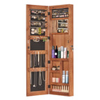 Jewelry Armoire Organizer With Full Length Mirror, Wall Mounted Lockable Cabinet With LED Light