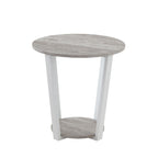 Elysian - Contemporary Round End Table With Shelf - Gray