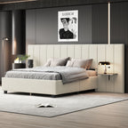 Upholstered Platform Bed With Big Headboard