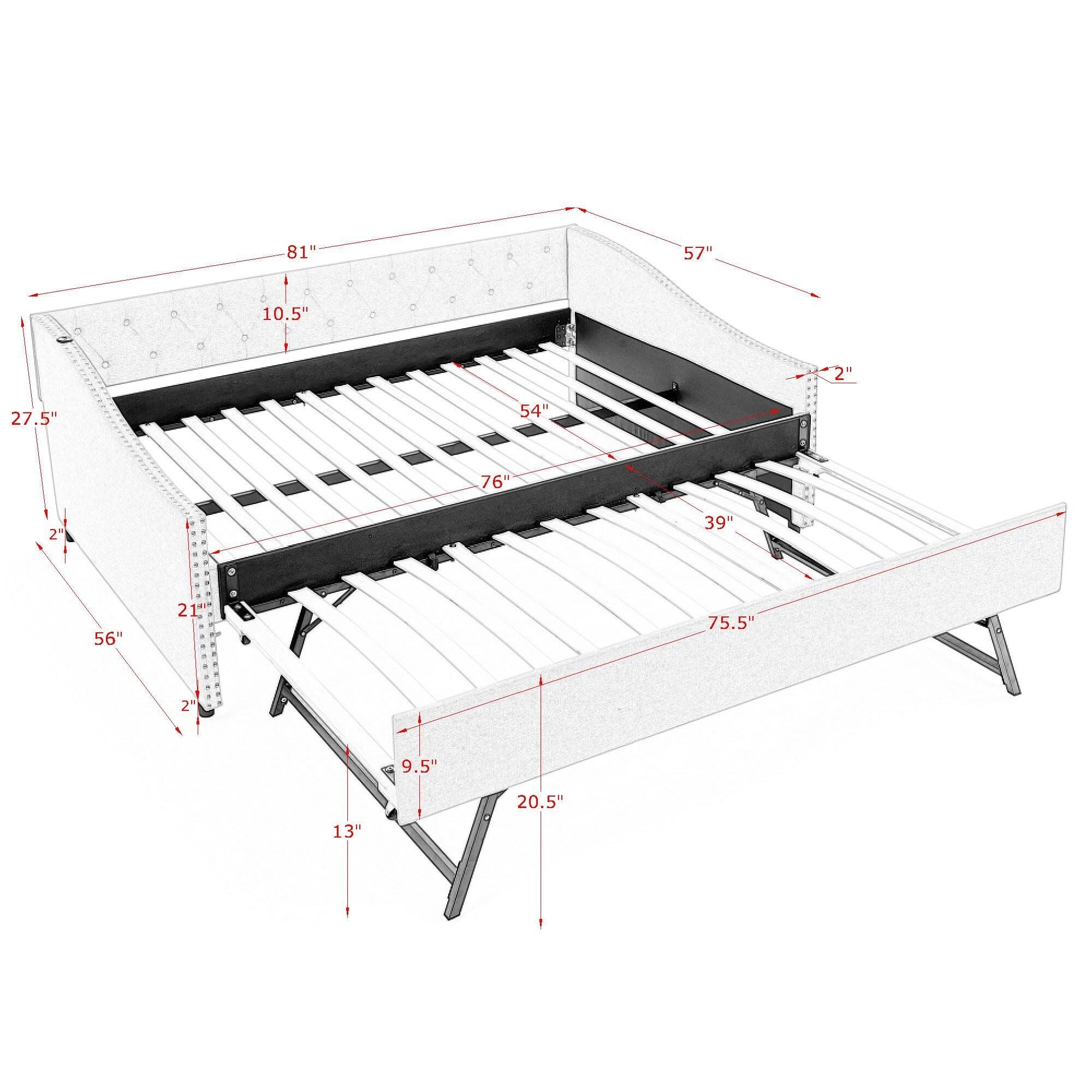Upholstered Daybed With USB Charging & Pull Out Bed