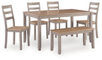 Harperfeld - Dining Room Table Set (Set of 6) - Natural / Gray