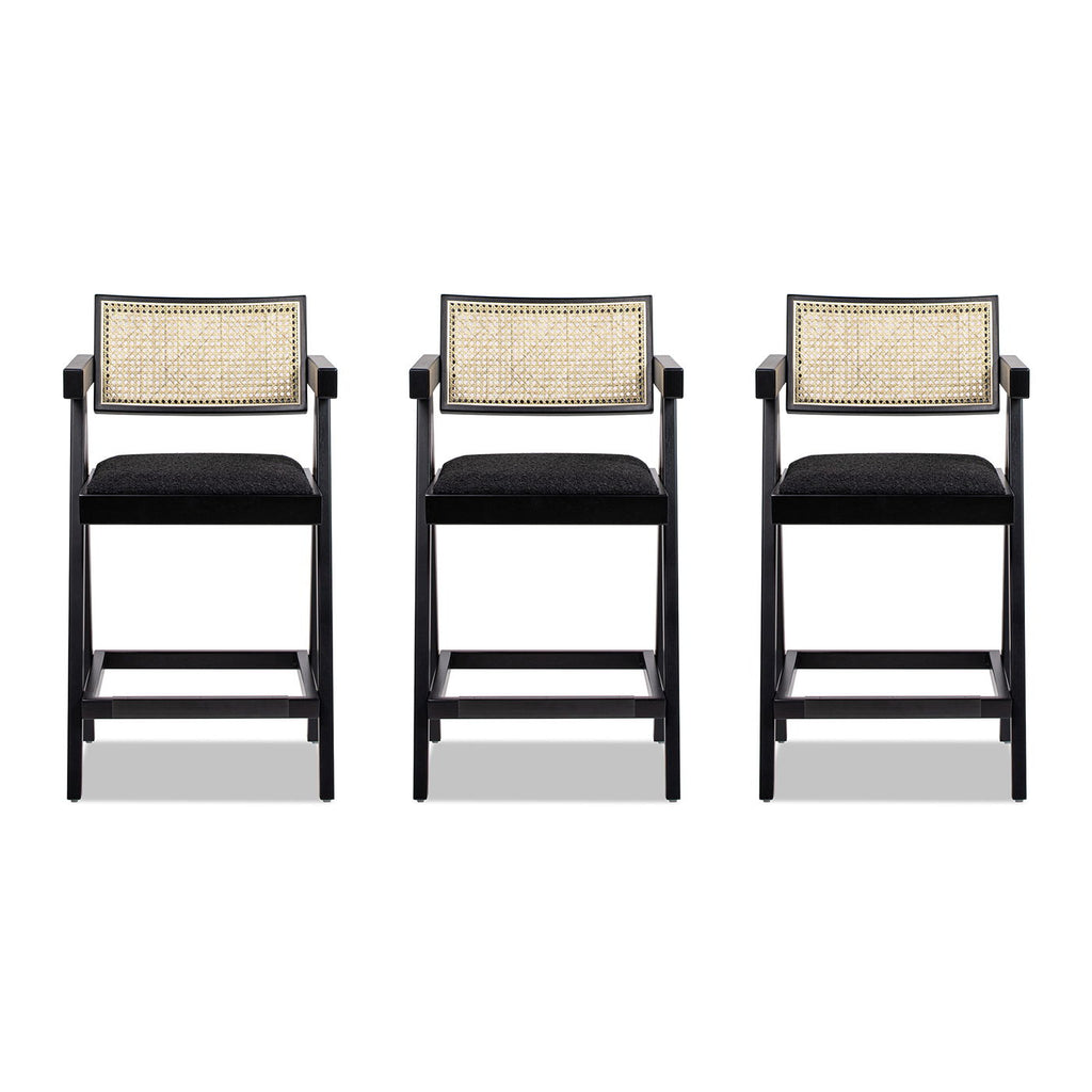 Milan - Modern Webbing Back Stool With Arms (Set of 3)