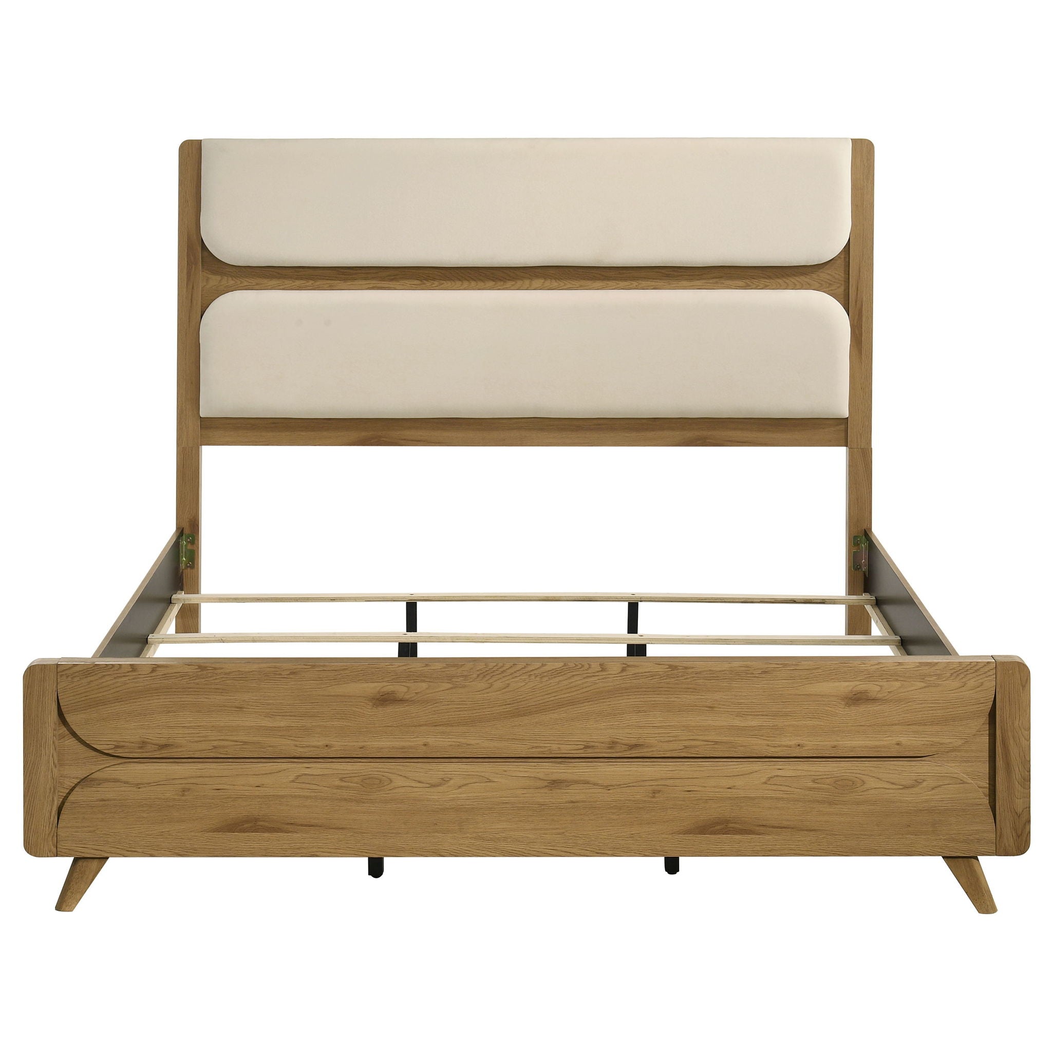Bennett 78-inch Eastern King Upholstered Panel Bed Cream and Light Oak