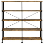 Analiese 63-inch 4-shelf Double Bookshelf Rustic Nutmeg