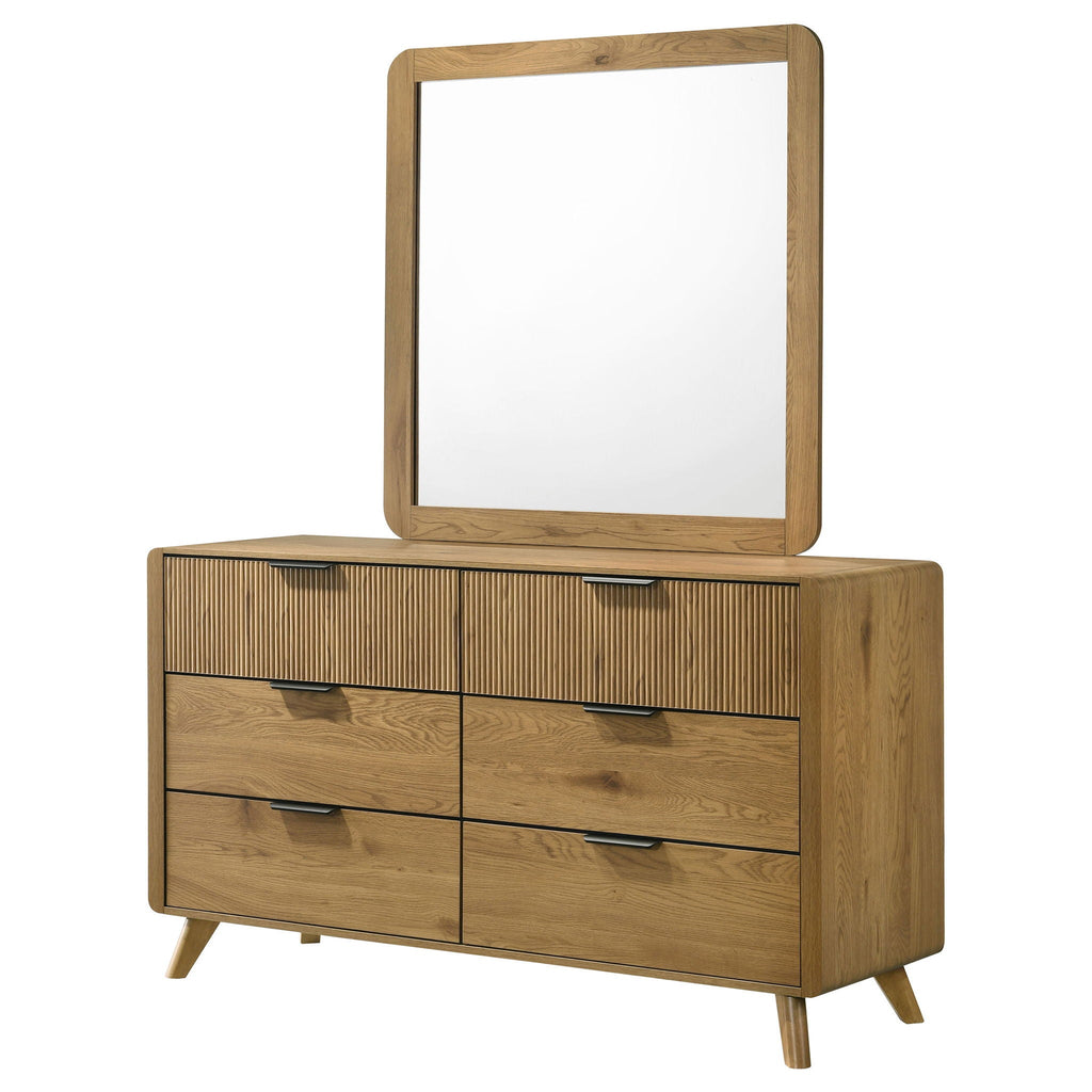 Bennett 6-drawer Bedroom Dresser and Mirror Set Light Oak