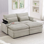 Convertible Loveseat Sofa With Storage, USB Ports, Cup Holders
