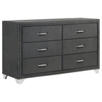 Melody 6-drawer Upholstered Dresser Grey