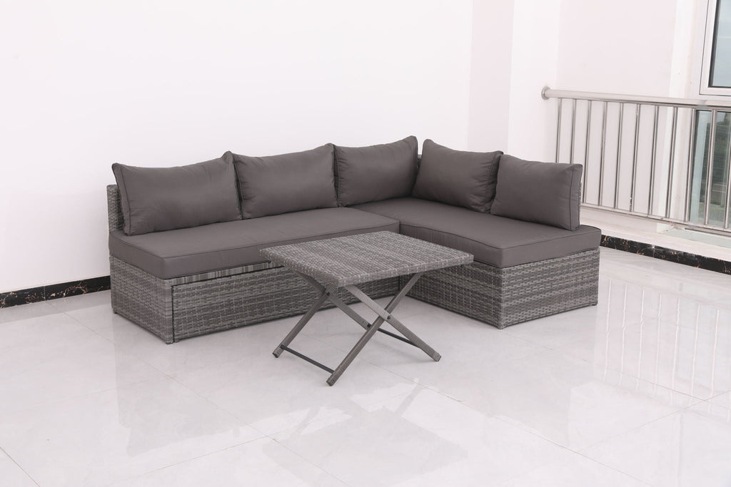 Patio Sofa With Cushions - Gray