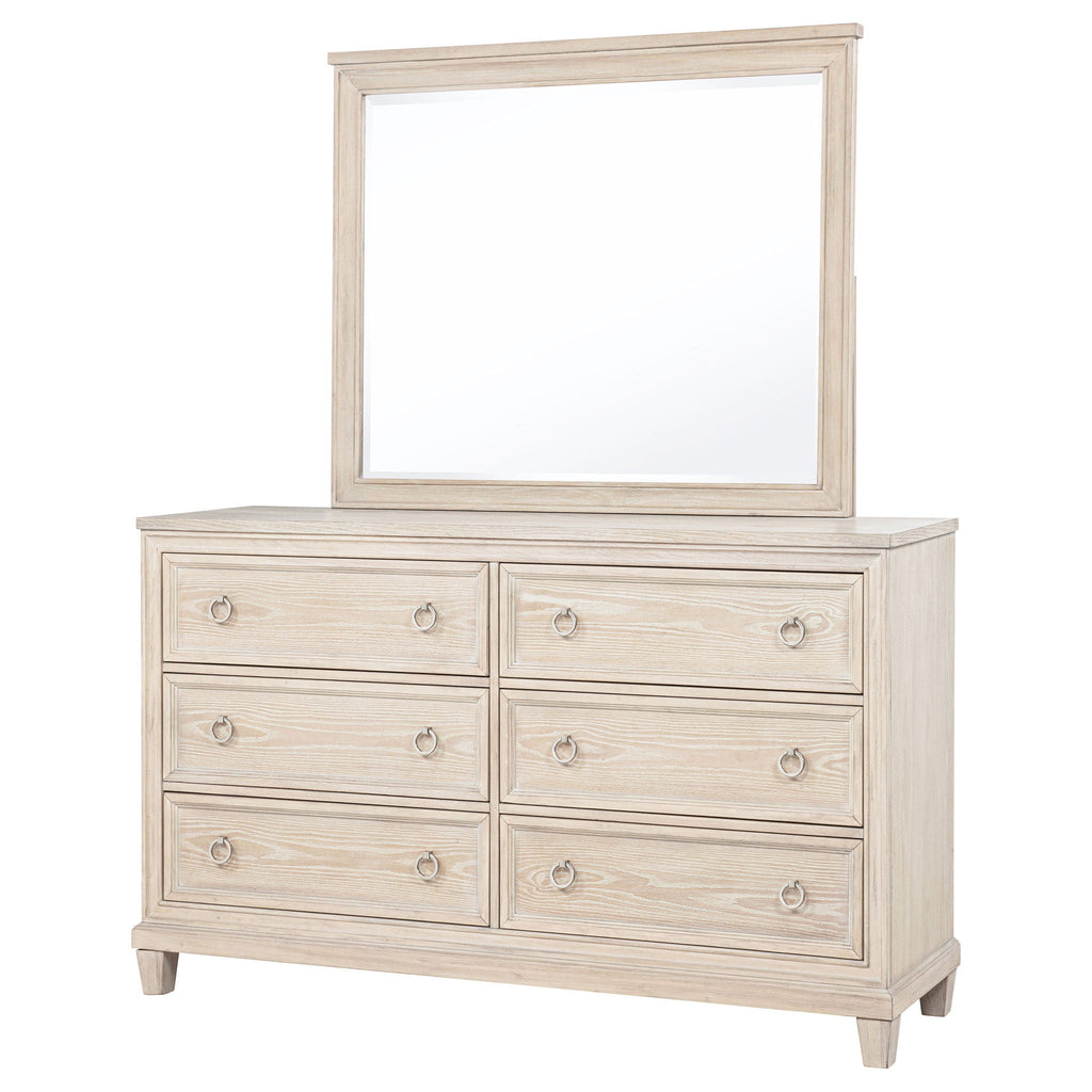 Pembroke 6-drawer Bedroom Dresser with Mirror Washed Oak