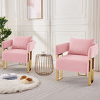 Modern Classic Design Decorative Chair Teddy Fleece Upholstered And Metal Foot