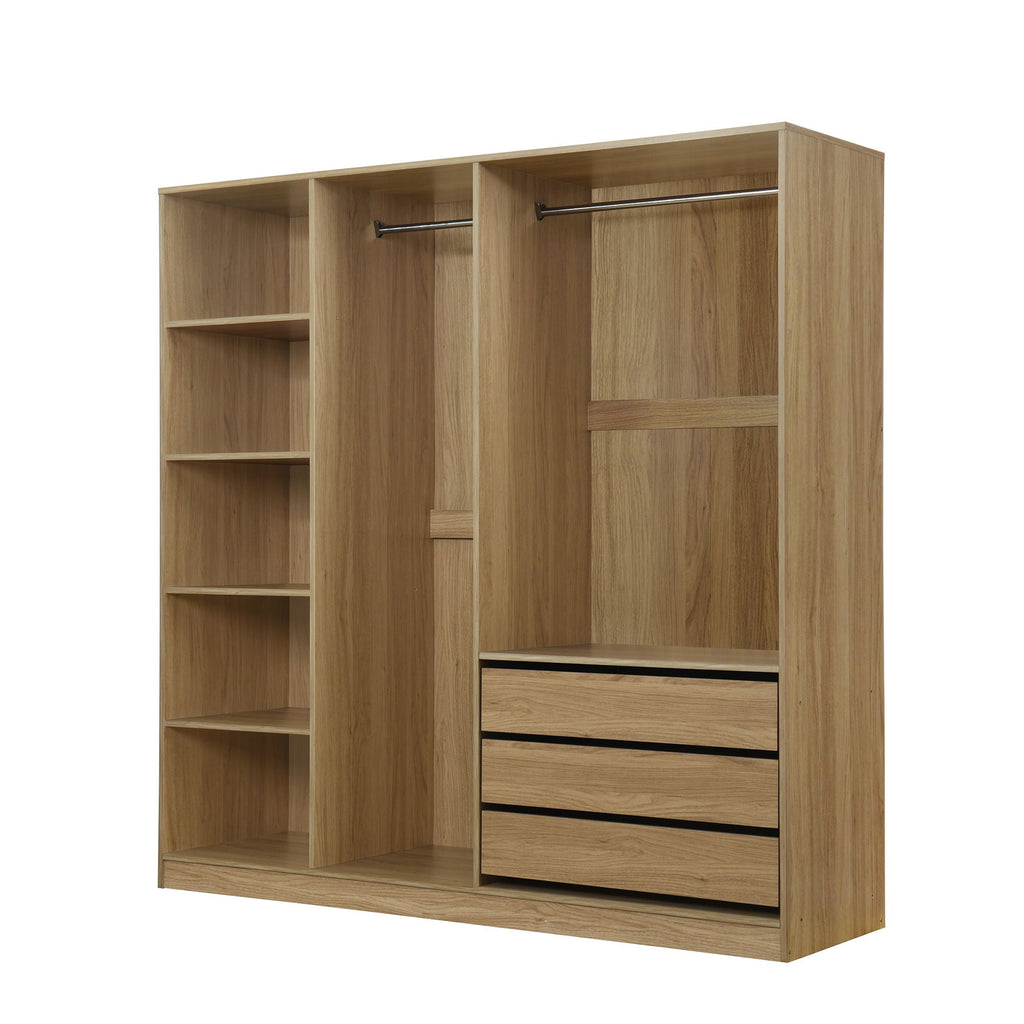 Doorless Storage Wardrobe For Dedroom With Shelves And 3 Drawers