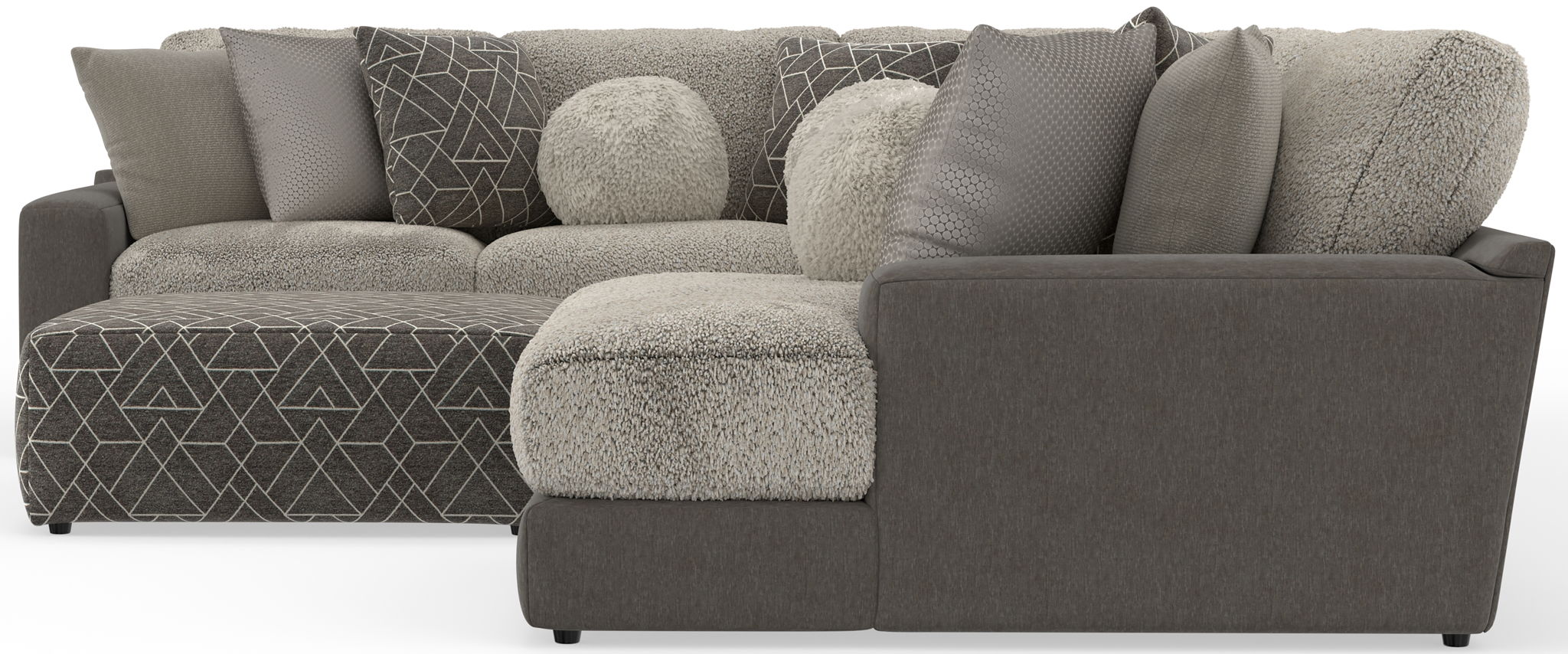 Canyon - 4 Piece Sectional With Cuddler Seat Cushions, Included Accent Pillows And Cocktail Ottoman (Right Side Facing Chaise) - Umber