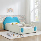 Cute Cloud Shape Bed With Guardrails Cartoon Design, Storage Pocket
